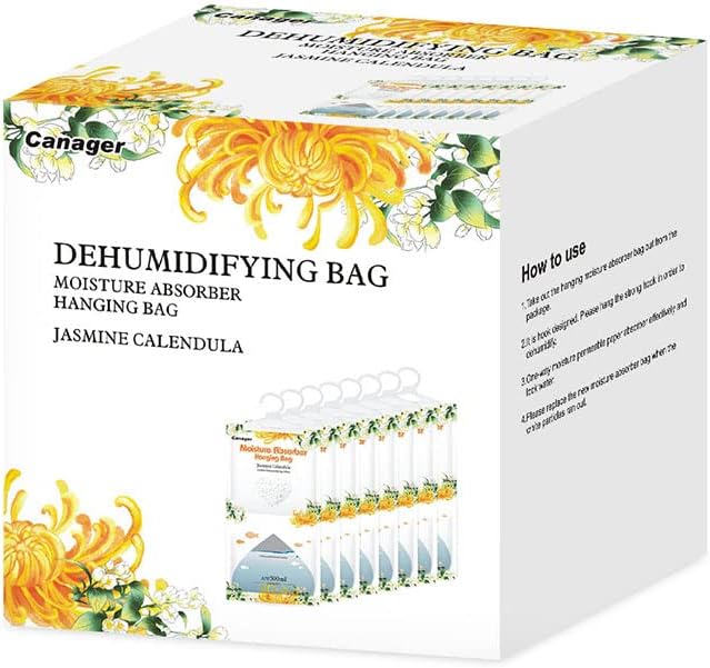 CANAGER Hanging Moisture Absorber, Jasmine Calendula Moistureproof Hanging Bag，Dehumidifier Bag (8