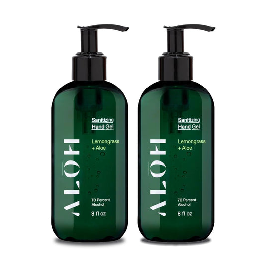 ALŌH Sanitizing Hand Gel 2-pack | Lemongrass + Aloe | 70% Alcohol Hydrating Hand Sanitizer Gel with