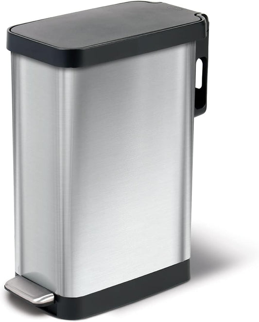 Glad Slim Trash Can with Clorox Odor Protection - Narrow Kitchen Garbage Bin with Soft Close Lid