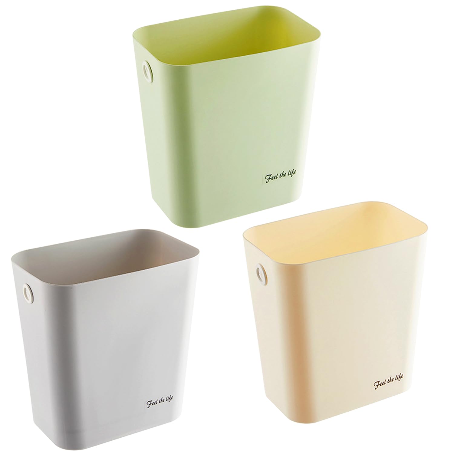 Rectanglar Small Trash Can 3 Pack, 3 Gallon/12 L Office Garbage Can Wastebasket, for Bedroom