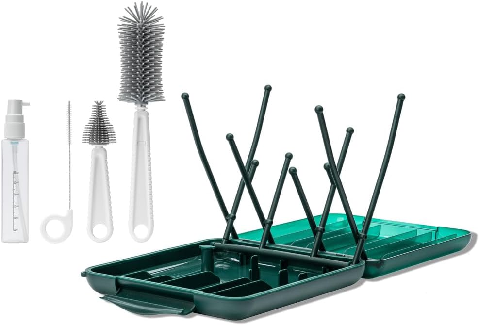 Willow Travel Cleaning Kit & Drying Rack - 5-Pack Cleaning Rack and Brushes for Breast Pump Parts
