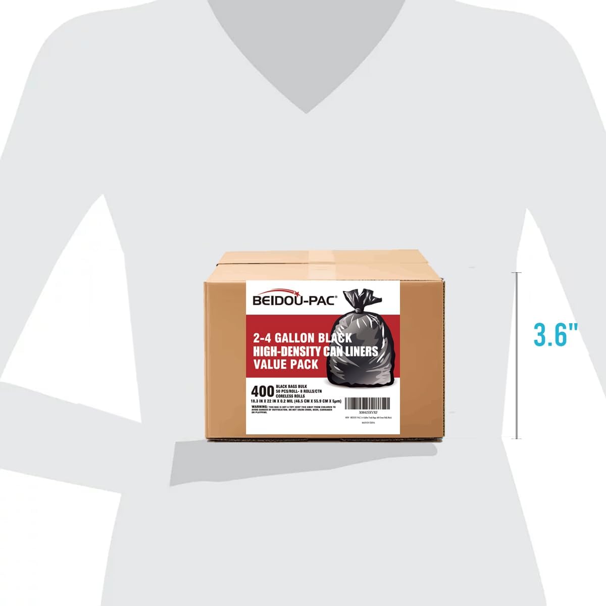 2-4 Gallon Trash Bags, 400 Count Black Garbage bags, Small Trash Can Bin Liners for Bathroom