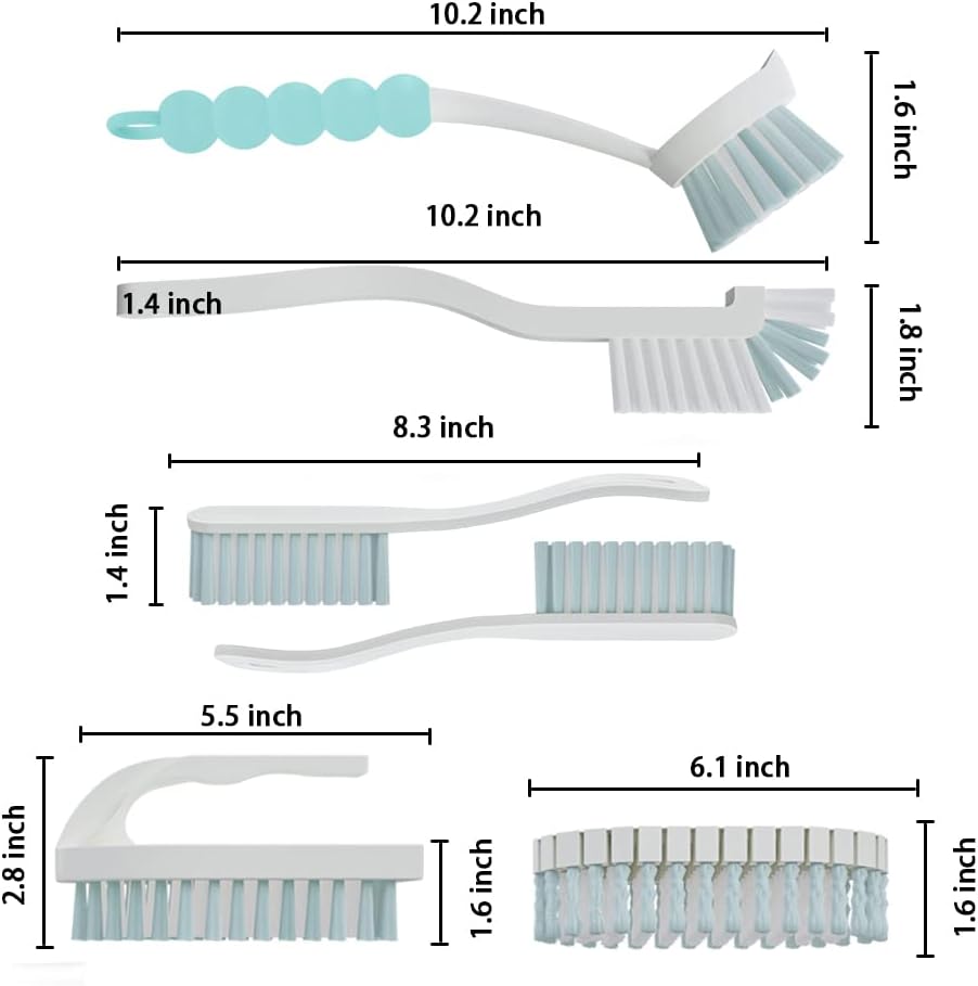 6 PCS Cleaning Brush, Scrub Brush Set for Kitchen and Bathroom Household Use with Various Brushes