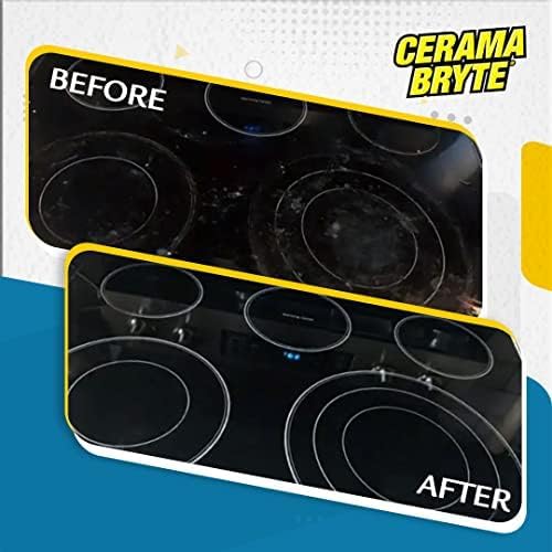 Cerama Bryte Glass Cooktop and Stove Top Cleaner Combo Kit - Includes Cleaning Tool, Razor, Scraper