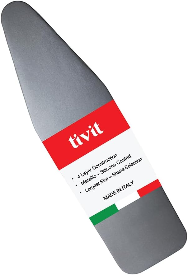 TIVIT Ironing Board Cover 22 x 58, Made in Italy. Pro Grip Pad Covers w/3 Fastener Straps & Pull