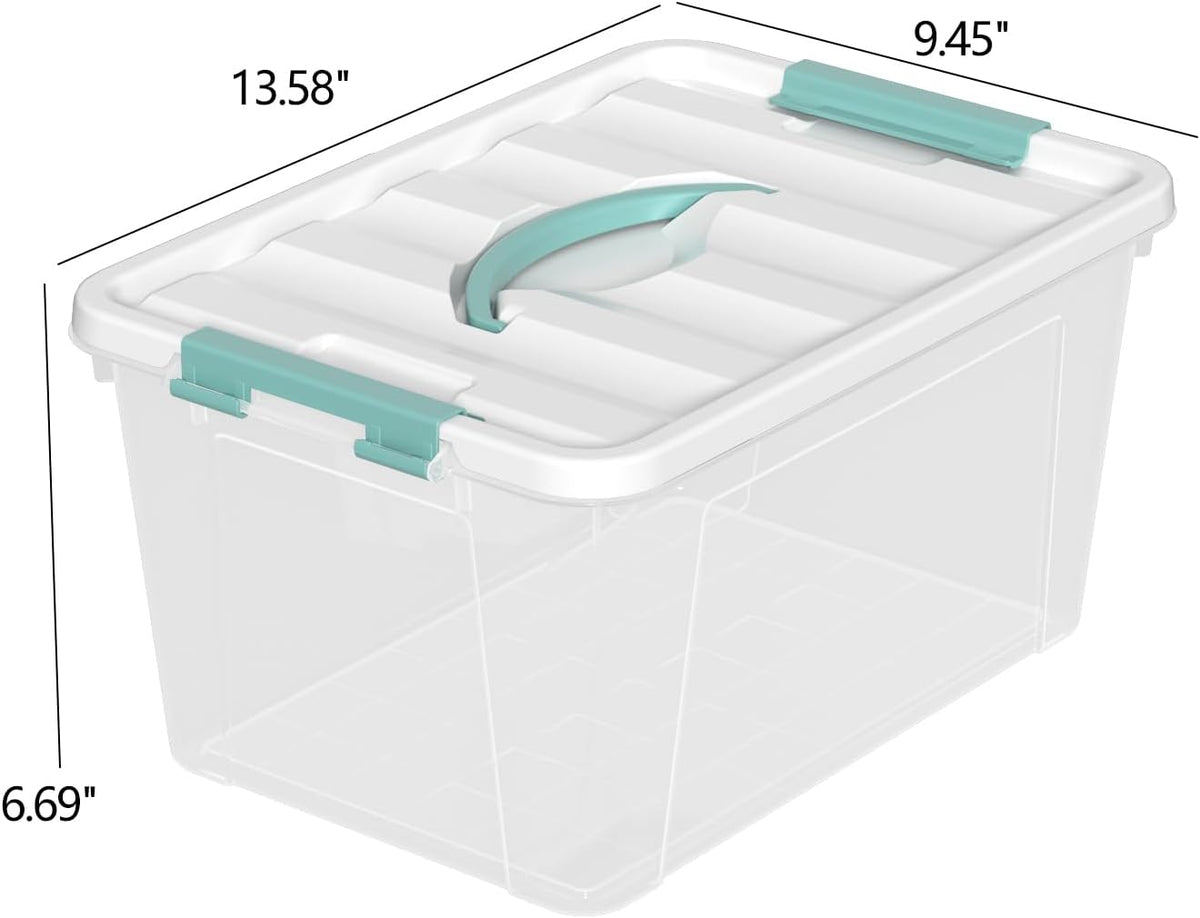 Xyskin 6 Pack 14 Quart Stackable Plastic Storage Bins with Lids and Latching Buckles, Storage Latch