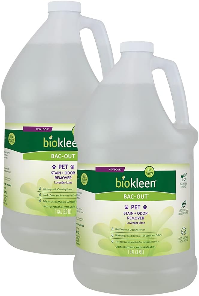 Biokleen Bac-Out Pet Stain Remover - 2 Gallon - Enzymatic, Natural, Destroys Stains & Odors Safely