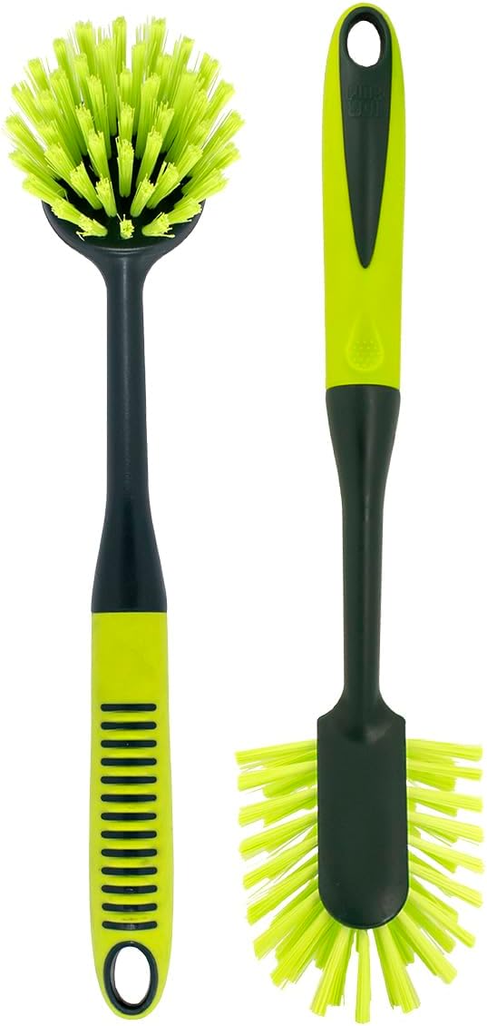 Pine-Sol Scrub Brush Set - Long Handle Cleaning Brushes with Heavy Duty Bristles and Comfort Grip