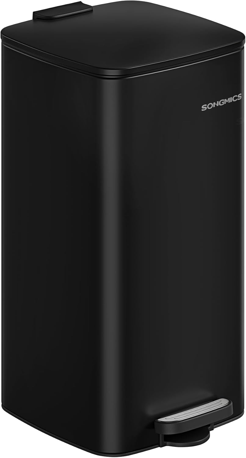 SONGMICS Kitchen Trash Can, 8-Gallon (30 L) Trash Bin, Stainless Steel Garbage Can, with Inner