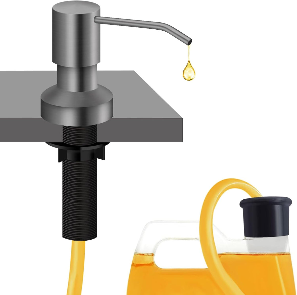 Sink Soap Dispenser for Kitchen Sink, Countertop Built in Sink Soap Dispenser with 47” Extension