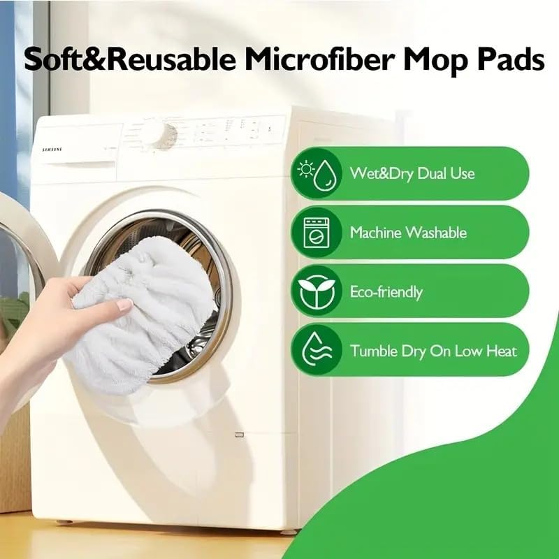 Reusable Microfiber Mop Pads Washable Wet Pads Compatible with Refills for Swiffer Sweeper Wet &
