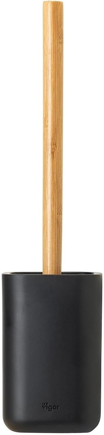Vigar Zense Toilet Brush and Holder Set, Toilet Bowl Brush with Polyresin Stone Holder, Bathroom