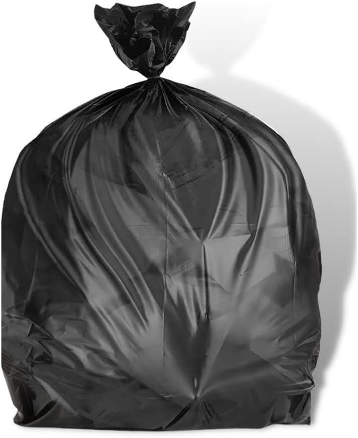 Plasticplace 12-16 Gallon Trash Bags │ 8 Microns │ Black High Density Liners │ 24" x 33" (1000
