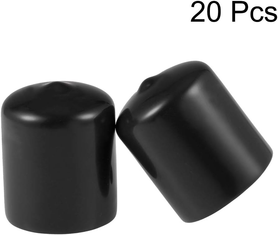 uxcell 20pcs Rubber End Caps 30mm ID Vinyl Round Tube Bolt Cap Cover Thread Protectors Black