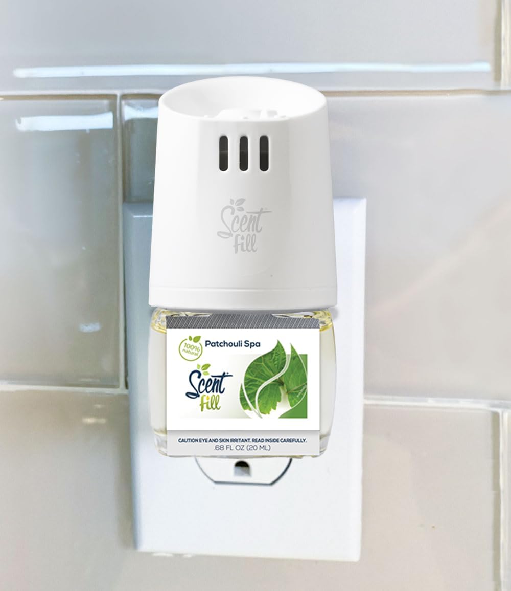 Scent Fill 100% Natural Patchouli Spa Plug in Air Freshener, Scented Oil Refills, 2 Refills +
