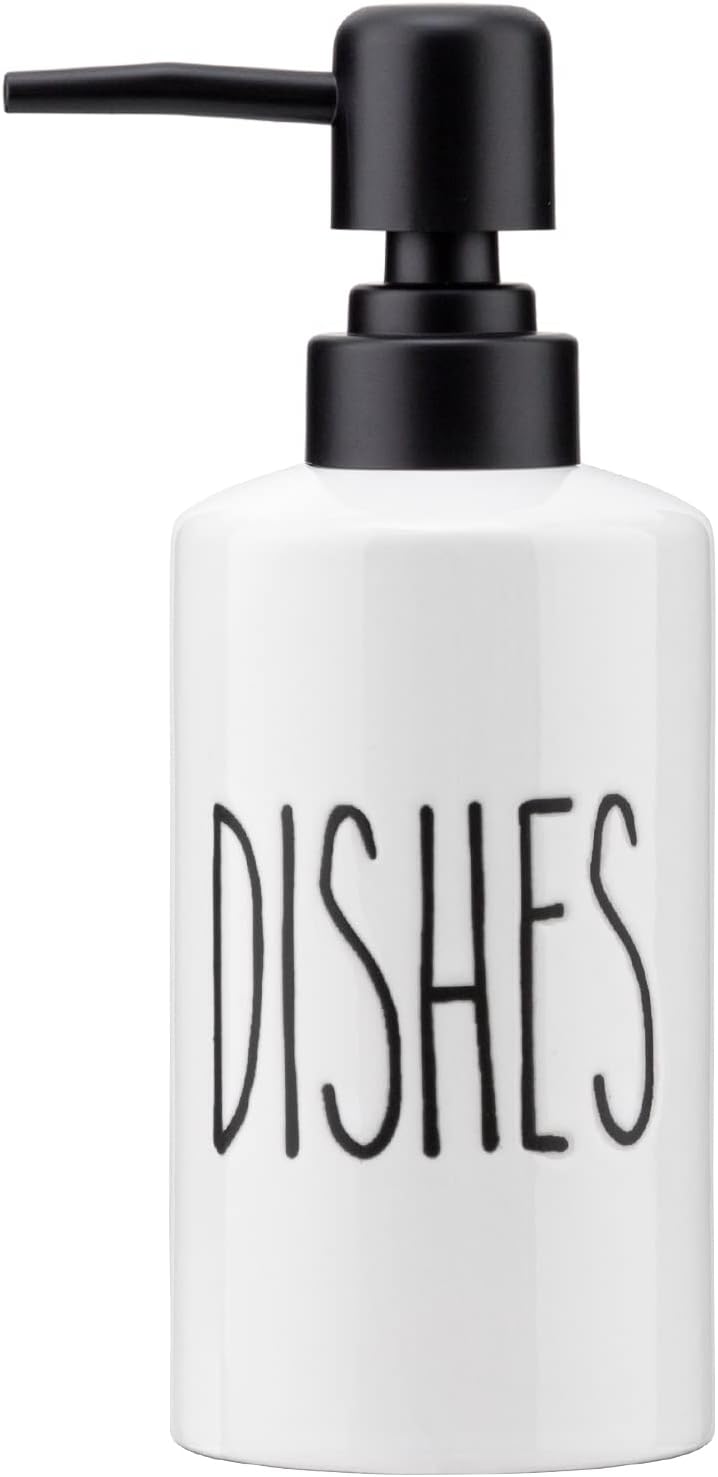 FE Dish Soap Dispenser for Kitchen, 10oz Ceramic Soap Dispenserr for Bathroom with Plastic