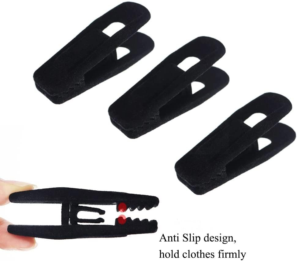 Black Velvet Hangers Clips 40 PCS, Pants Hangers Velvet Clips Easily Add to Velvet Hanger, Skirt