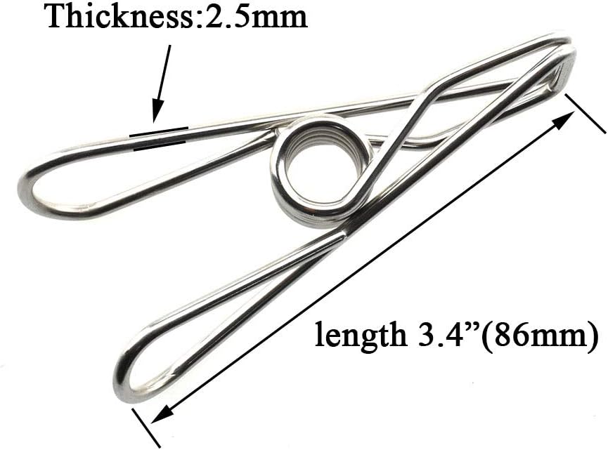 HAHIYO Clothespins Chip Clips All Metal Stainless Steel No Rust Stains Strong Grip in Heavy Wind