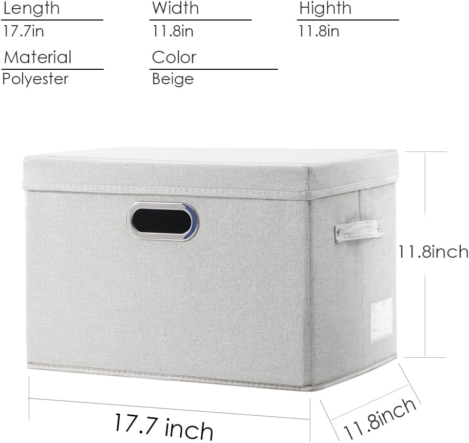 PRANDOM Large Collapsible Storage Bins with Lids [3-Pack] Fabric Foldable Storage Boxes Organizer