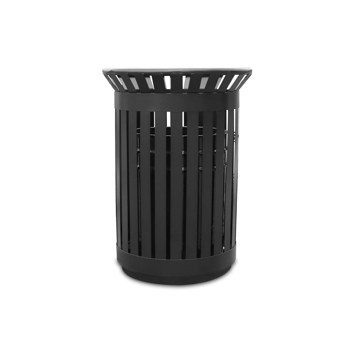 Outdoor Metal Slatted Trash Receptacle,Waste Receptacle，Commercial Trash Cans,Zone Round Garbage