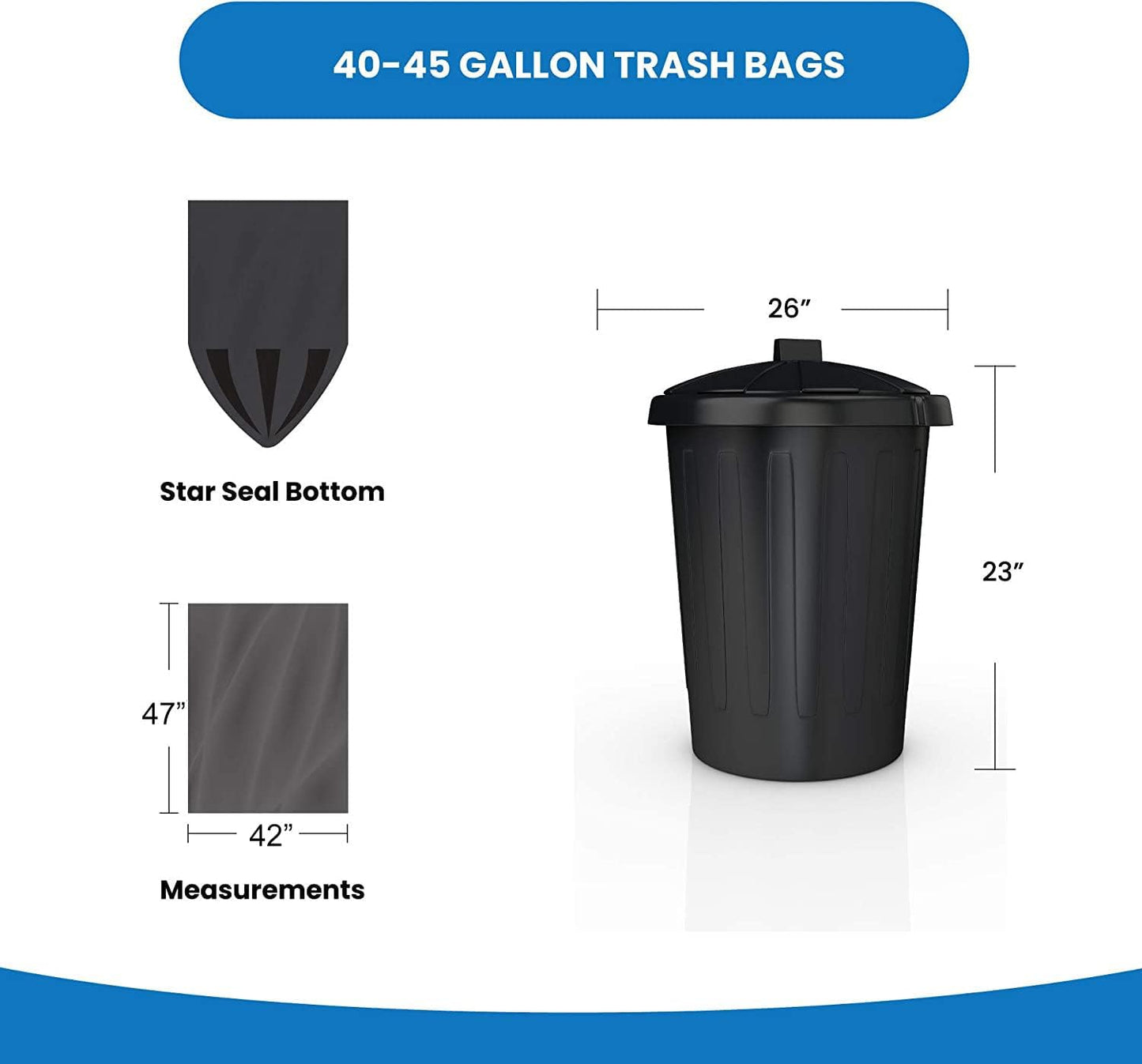 Reli. Premium 50 Gallon Trash Bags | 150 Count | Made in USA | Heavy Duty | Bulk | SuperValue |