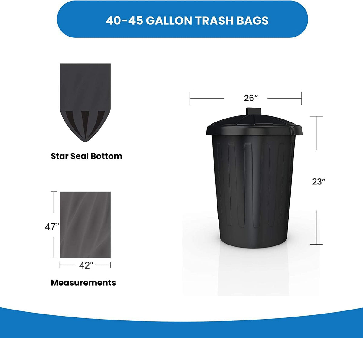 Reli. Premium 50 Gallon Trash Bags | 150 Count | Made in USA | Heavy Duty | Bulk | SuperValue |