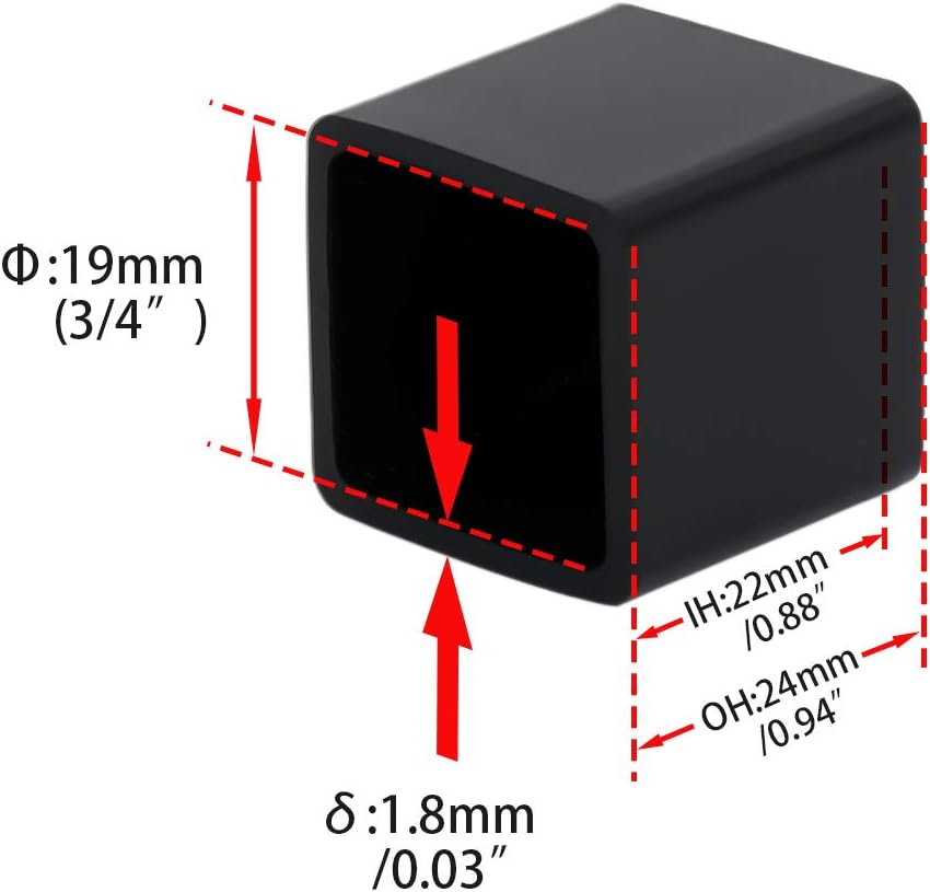 Flyshop Flexible Anti-Scratch PVC Patio Chair Table Leg Caps Tips Floor Protectors Square Furniture