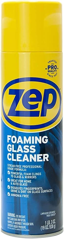 Zep Foaming Glass and Plexiglass Cleaner - 19 oz (Case of 4) ZUFGC19 - Foaming Formula Clings to