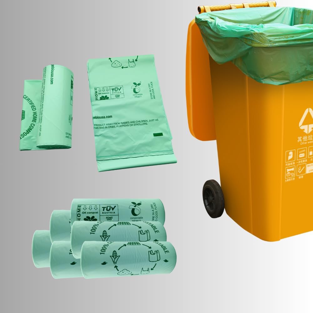 100% Certified Home Compostable Trash Bags, 55 Gallon, 60 Count, 1.5 Mils Extra Thick 38 x 58