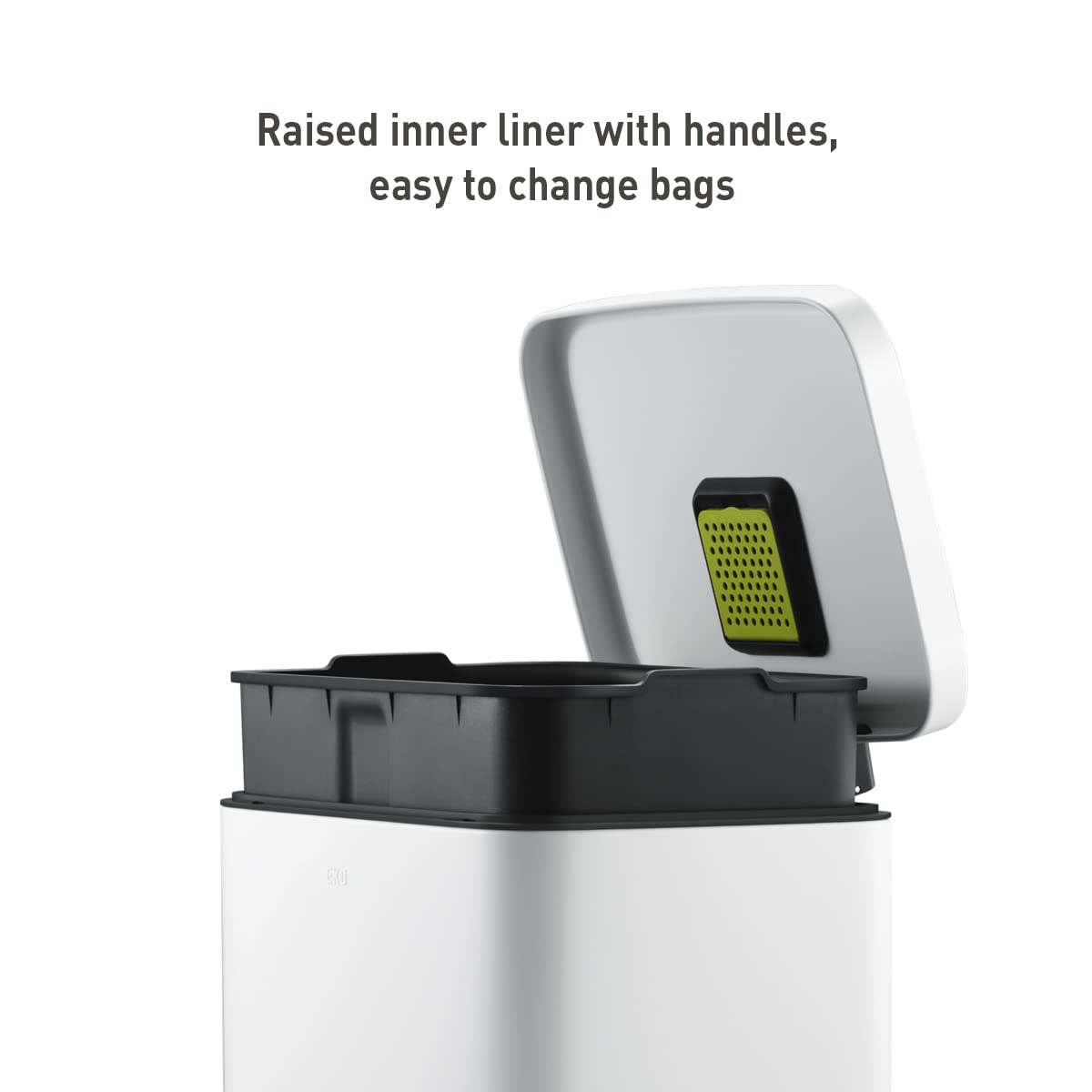 EKO Madison Matte White 50 Liter/13.2 Gallon Step Trash Can with Inner Liner - Fingerprint