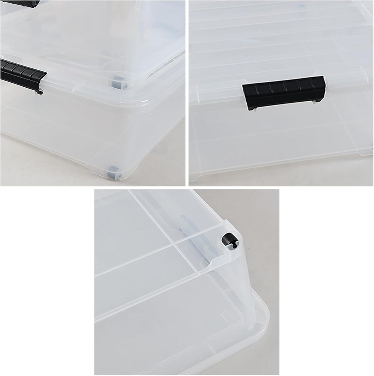 50 Quart Clear Plastic Under Bed Storage Bin with Lid, Underbed Storage Container with Wheels