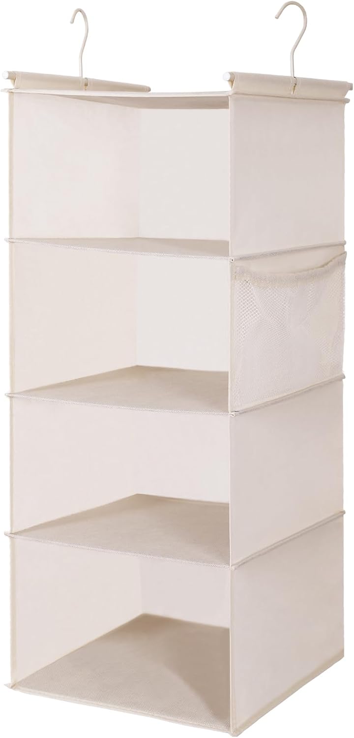 MAX Houser 4 Tier Shelf Hanging Closet Organizer, Space Saver,Closet Hanging Shelf with 2 Sturdy