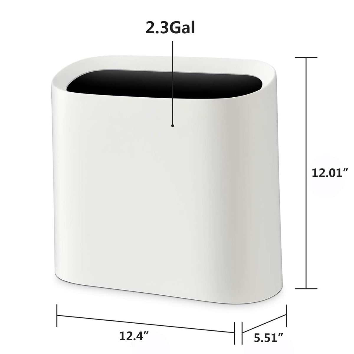 SUBEKYU 2.3 Gal Trash Can for Bathroom,Small Office Garbage Can for Kitchen,Slim Rectangular Waste
