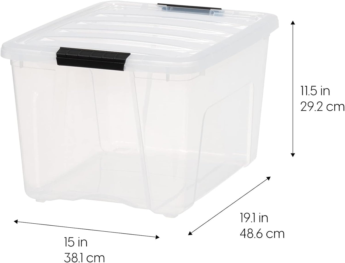 IRIS USA 40 Qt Stackable Plastic Storage Bins with Lids, 4 Pack - BPA-Free, Made in USA