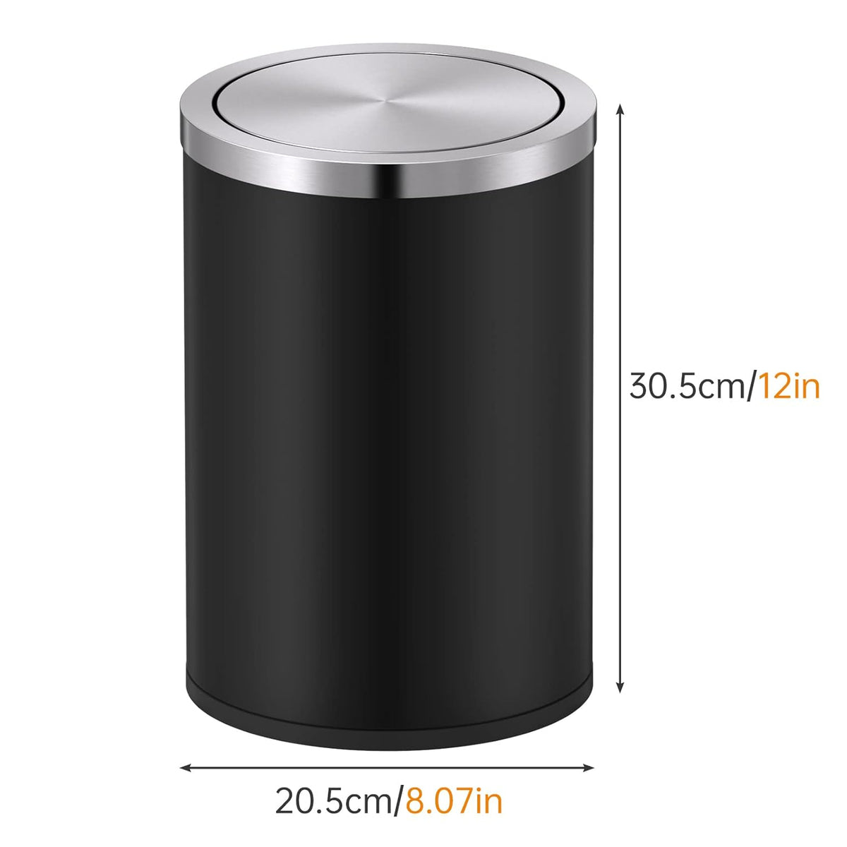 Mbillion Small Trash Can with Swing Lid 2.4 Gallons/9 Liter, Mini Trash Can with lid, Stainless