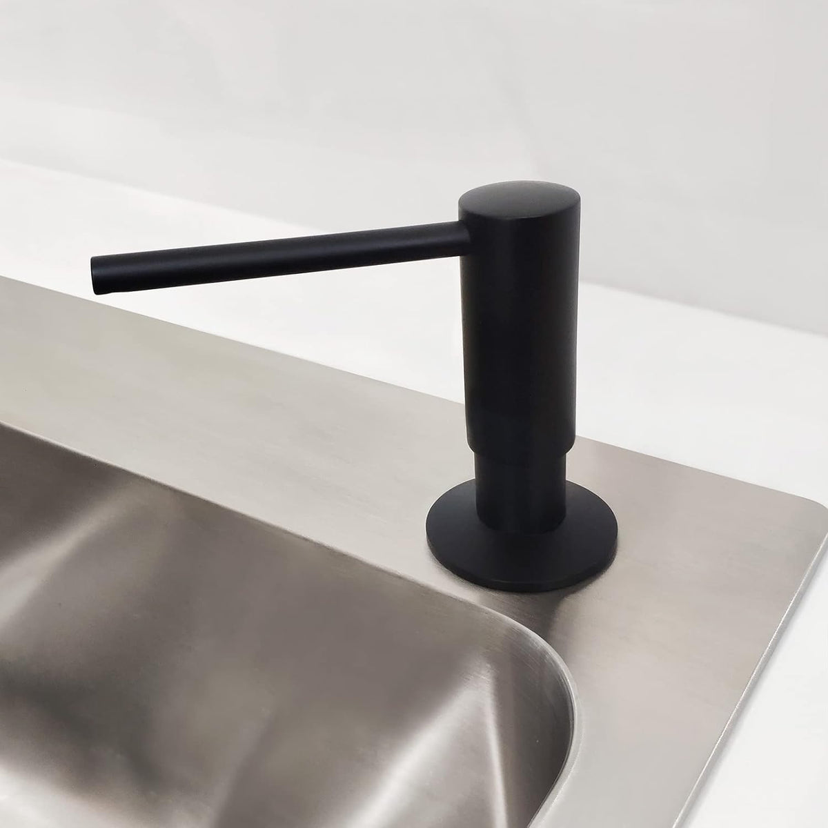 Matte Black Built in Dish Soap Dispenser for Kitchen Sink, Under Counter Brass Pump Head Hand Soap