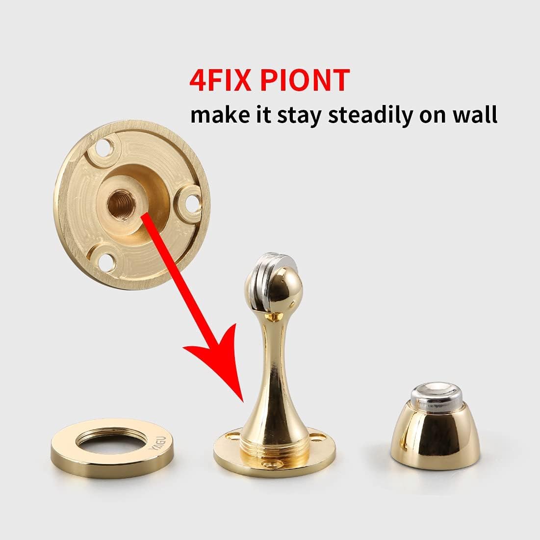 YAGU 1 Pack Magnetic Door Stopper Catch, Zinc Alloy Bright Gold Door Stops Holder Wall Floor