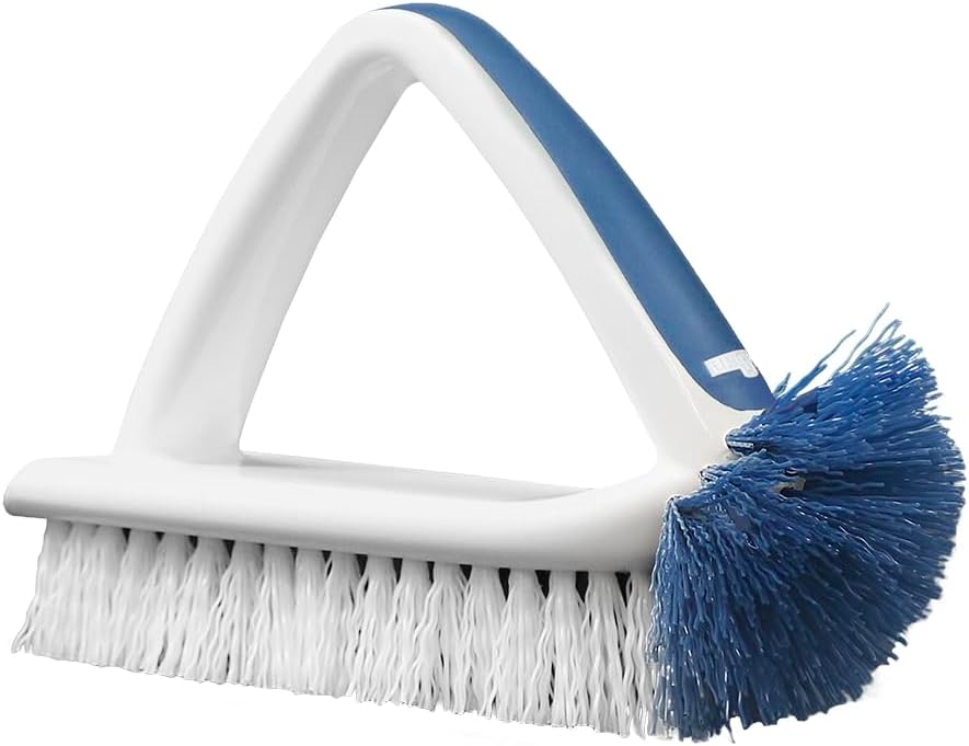 Unger 2-in-1 Bath and Tile Scrubber Brush Tool, Crevice Cleaning Supplies, Dishwasher Safe, Rounded