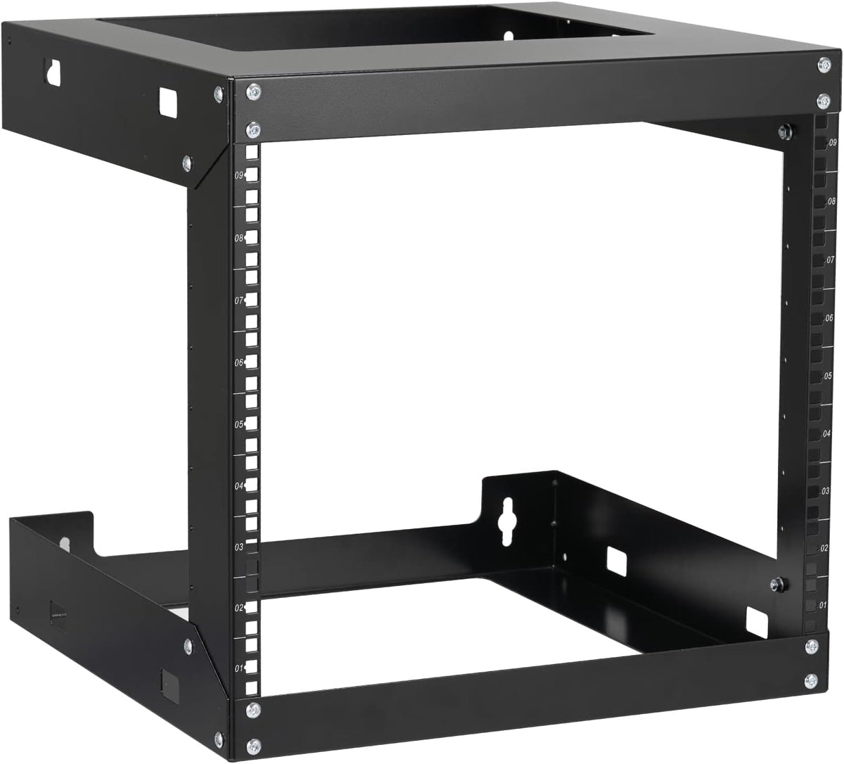 9U Wall Mount Rack Open Frame 19 Inch Server Equipment 2 Post Network Cabinet 18 inches Depth Black
