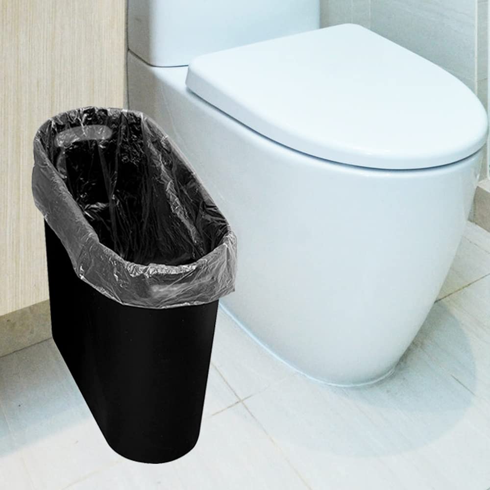 Small Trash Can Plastic Bathroom Wastebasket 3.2 Gallon Slim Garbage Container Bin with Handle for