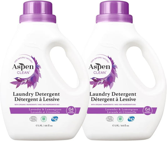 AspenClean Natural Laundry Detergent Lavender & Lemongrass - 100% Natural, Organic, HE Liquid