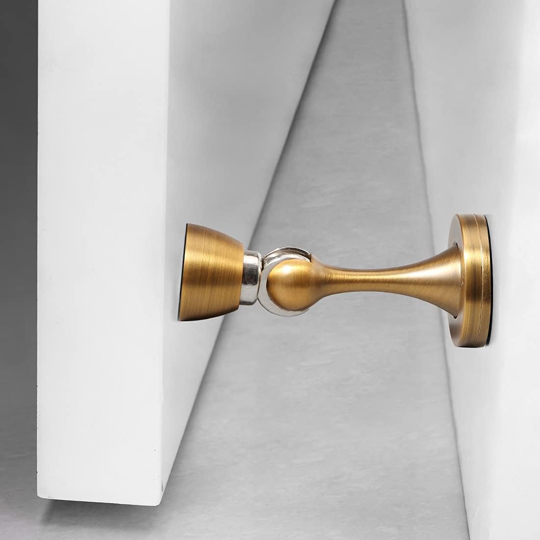 Door Stopper 4 Pack Magnetic Door Stops, Zinc Alloy Antique Brass Door Catch Door Holder Wall Floor