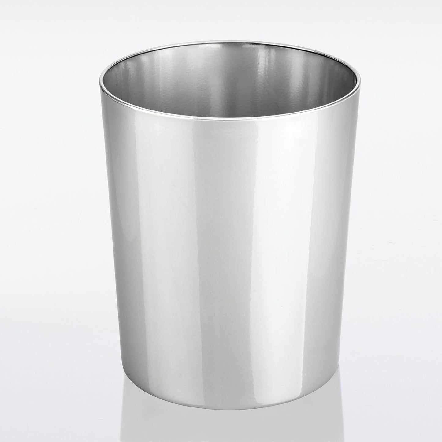 mDesign Round Metal Small 1.7 Gallon Recycle Trash Can Wastebasket, Garbage Container Bin for