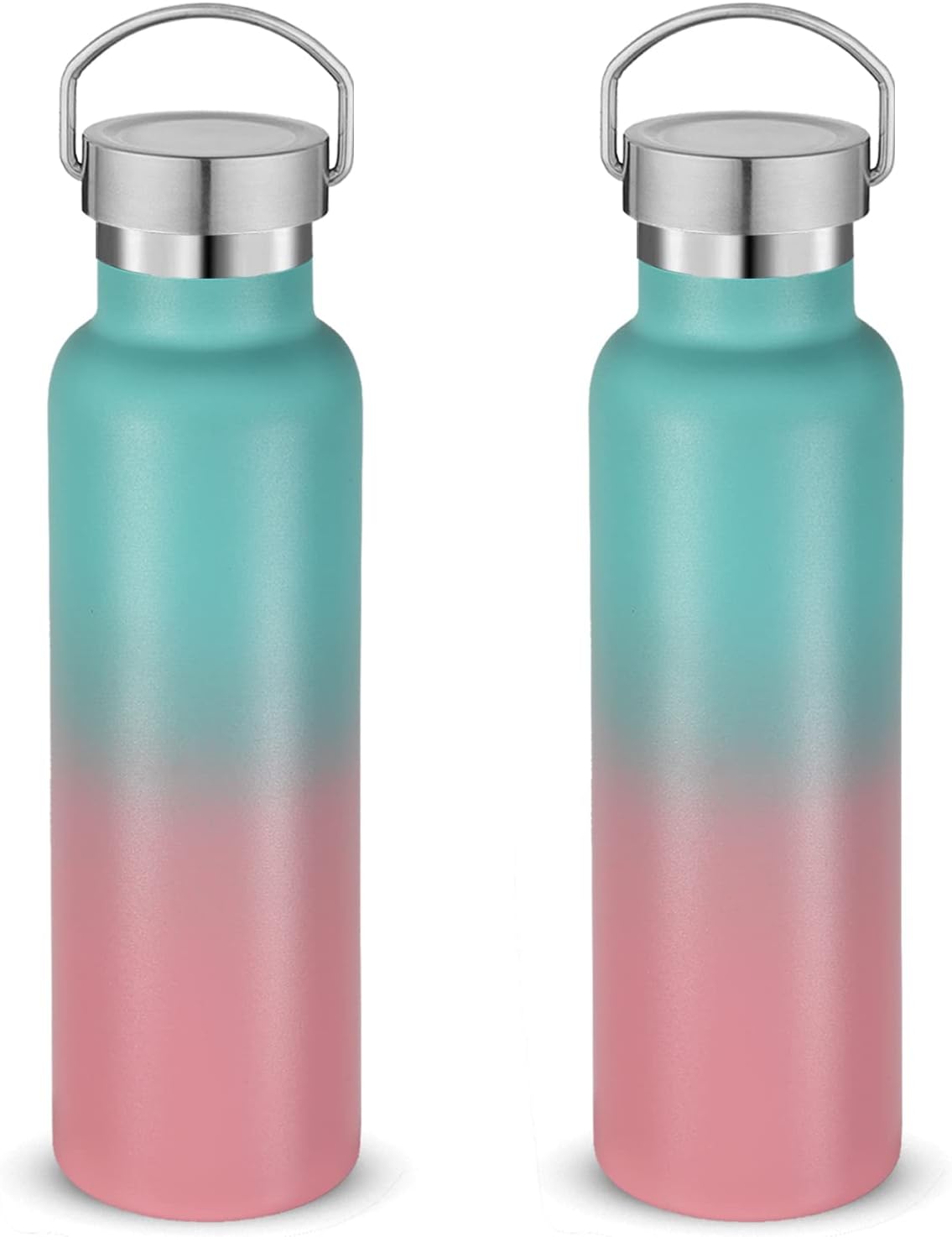 Neihepal 20 oz Insulated Water Bottles Bulk 2 Pack,Stainless Steel Double Wall Sport Bottle with