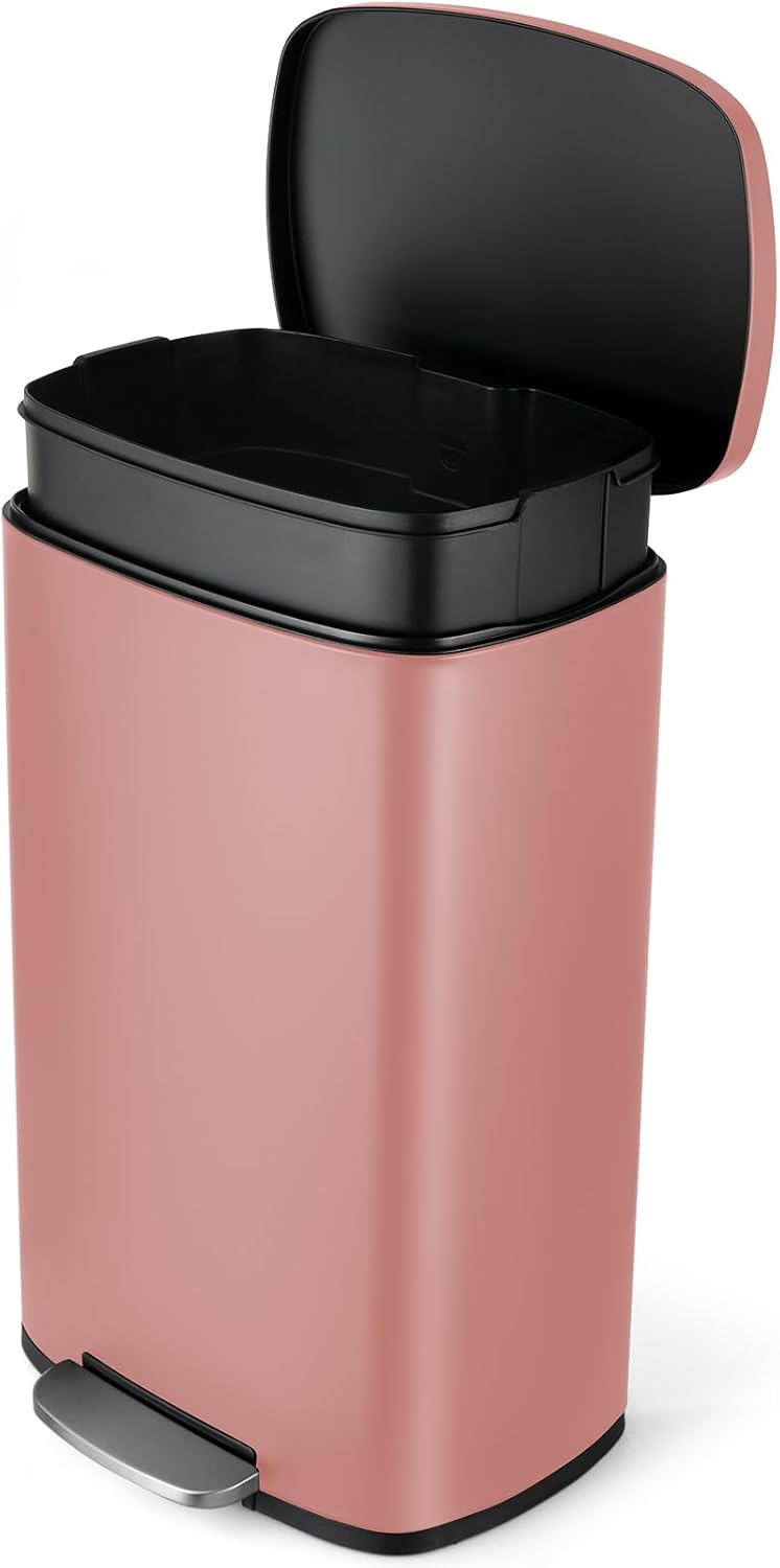 13.2 Gal Kitchen Trash Can, 50L Recycling or Garbage Bin, Brushed Stainless Steel Waste Basket