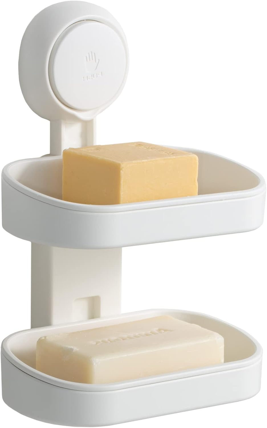 LEVERLOC Soap Dish Holder for Shower Double Layer Suction Cup Wall Mounted NO-Drilling Self