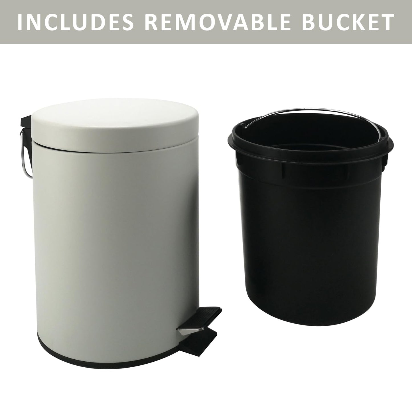 Stainless Steel Small Trash Can with Lid & Step Pedal - 5 Liters/1.3 Gallon Soft Close Waste Basket
