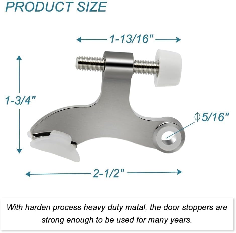 48 Pack Hinge Pin Brushed Nickel Door Stopper, Adjustable Heavy Duty Hinge Pin Door Stop with