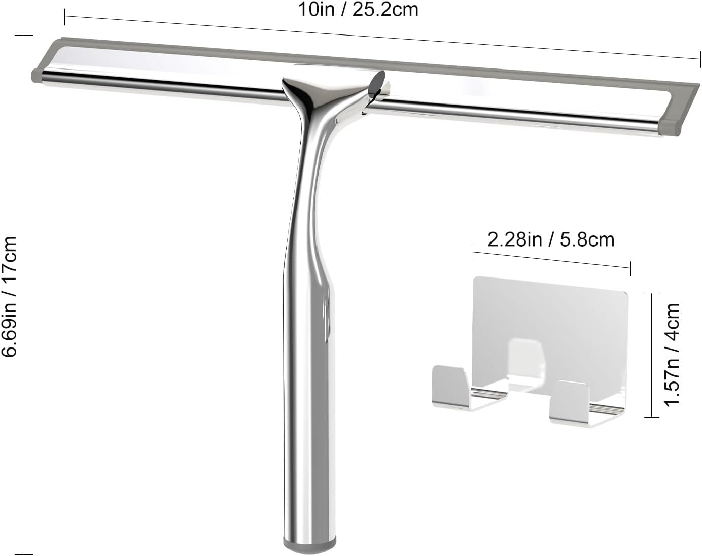 Shower Squeegee for Glass Doors, Stainless Steel Shower Squeegee for Bathroom, Window and Tiles