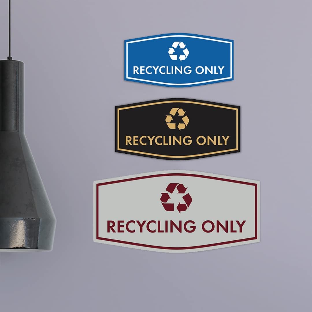 Fancy Recycling Only Sign (Black/Silver) - Medium